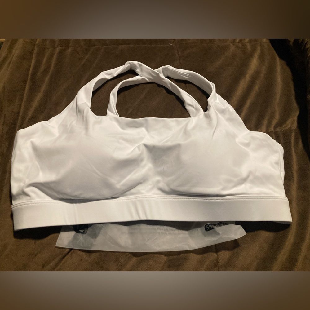 Running Girl brand, size XXL, White, molded cups, high impact  Sports Bra